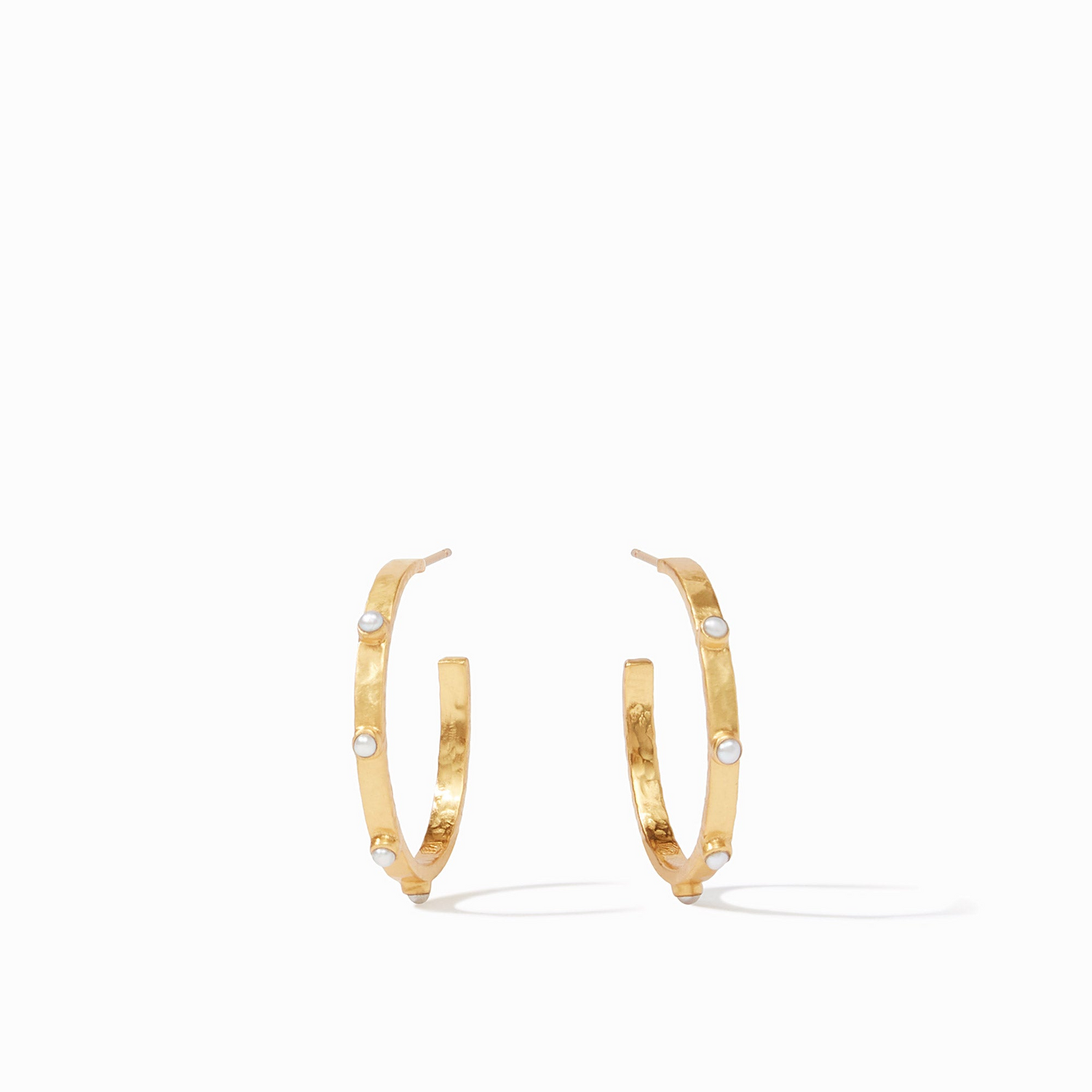 Crescent Stone Hoop- Pearl- Large