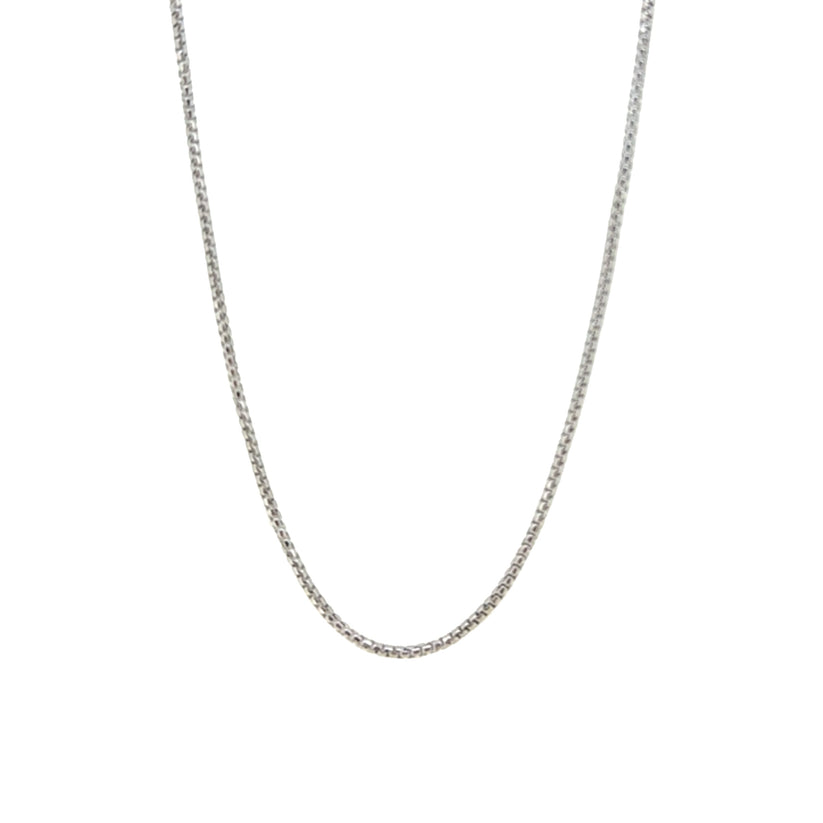 20" Rhodium Sterling Silver 1.3mm Rounded Box Chain