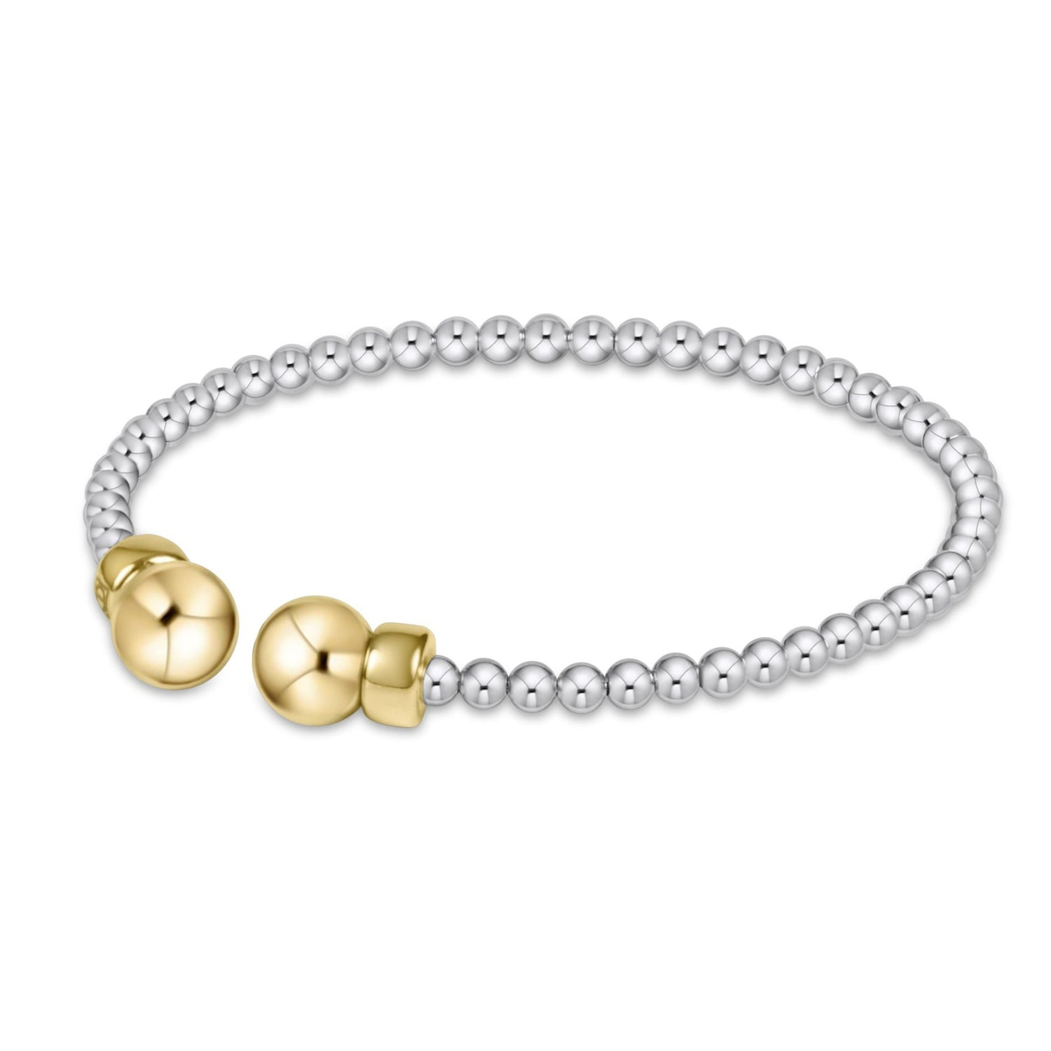 Classic Sterling Mixed Metal 2mm Bead Cuff- Gold