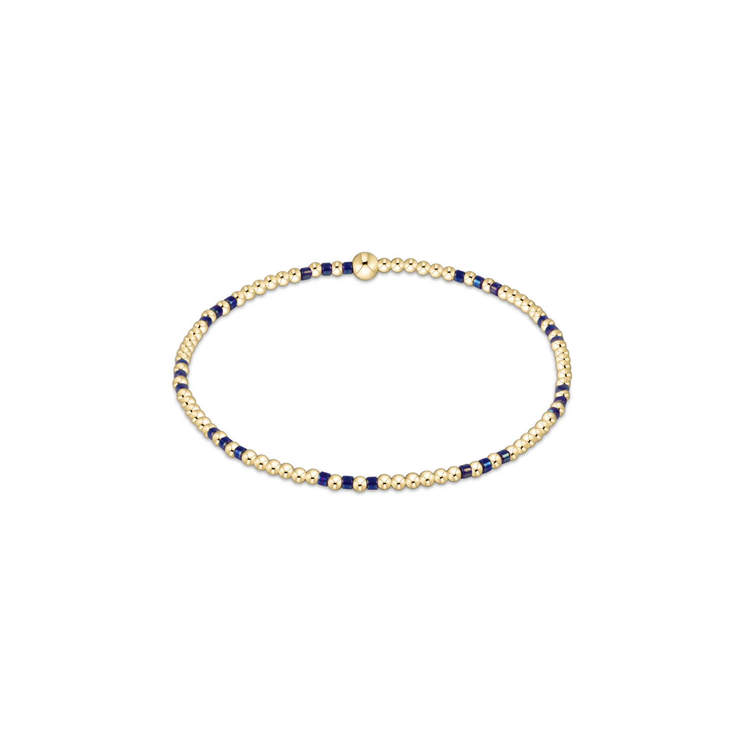 Hope Joy Pattern 2mm Bead Bracelet - Blue Metallic