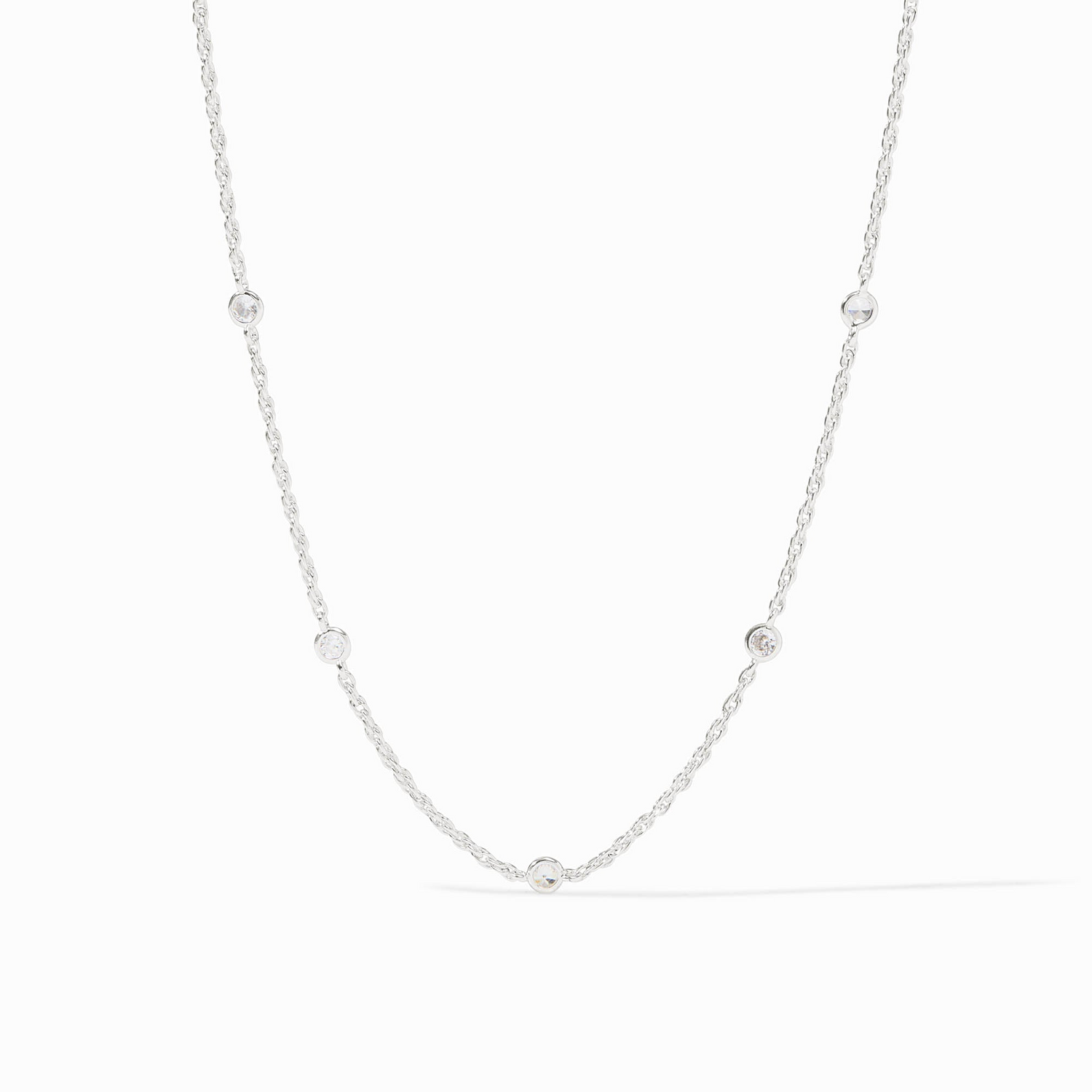 Celeste Delicate Station Necklace - Silver - Cubic Zirconia