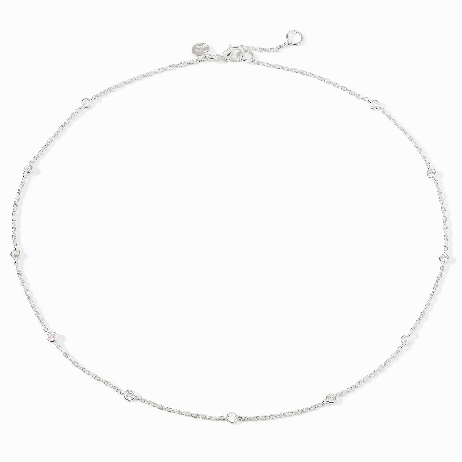 Celeste Delicate Station Necklace - Silver - Cubic Zirconia