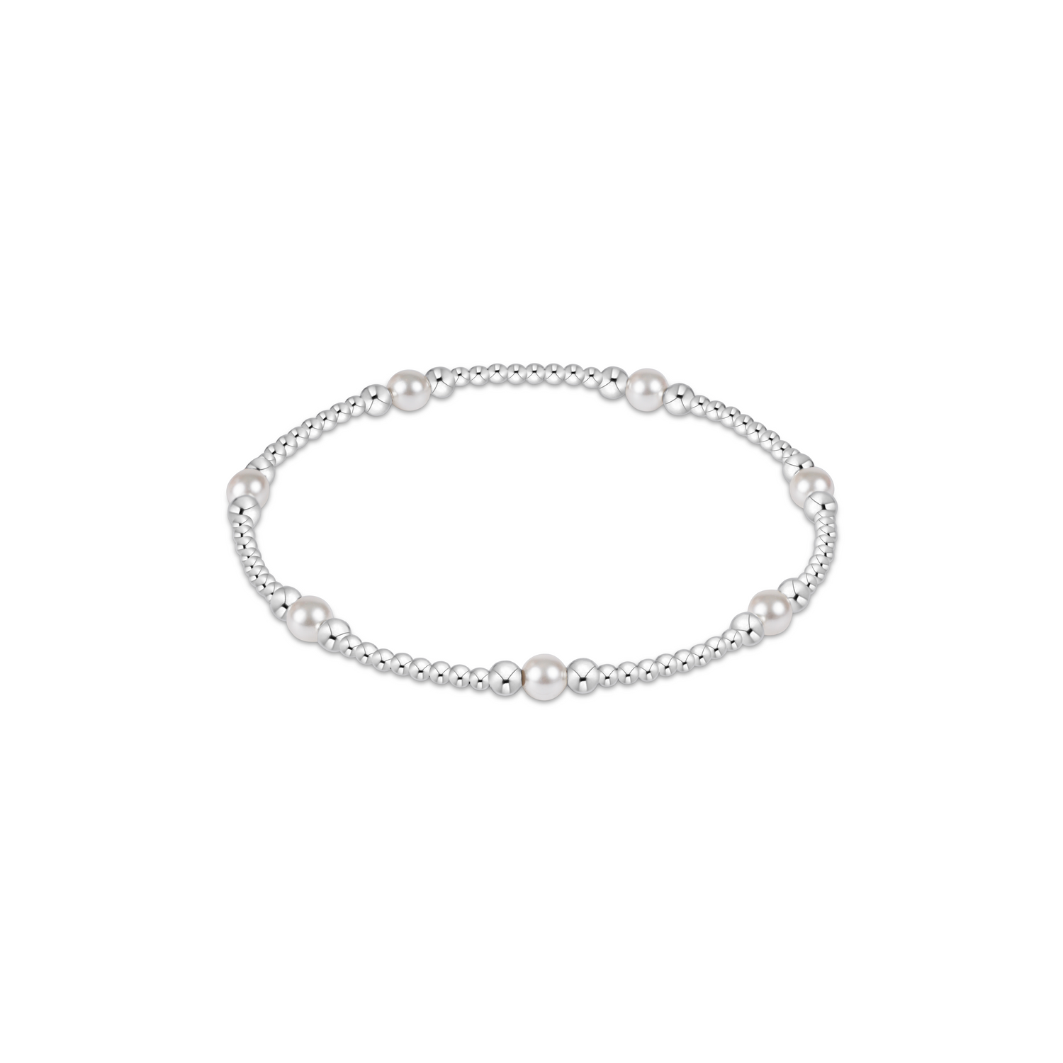 Classic Purpose Silver and Pearl Beaded 4mm Bracelet