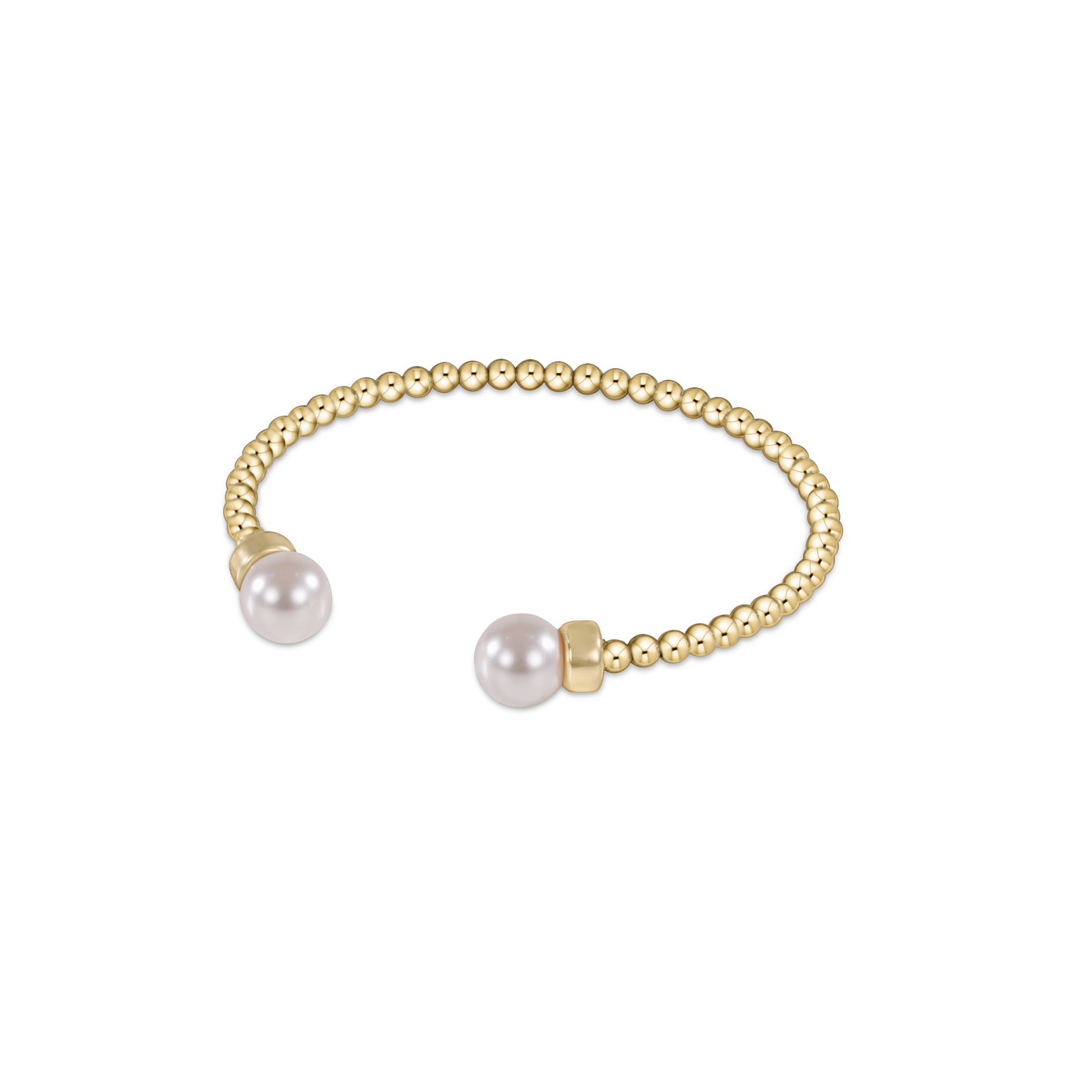 Classic Gold 3mm Bead Cuff Bracelet - Pearl