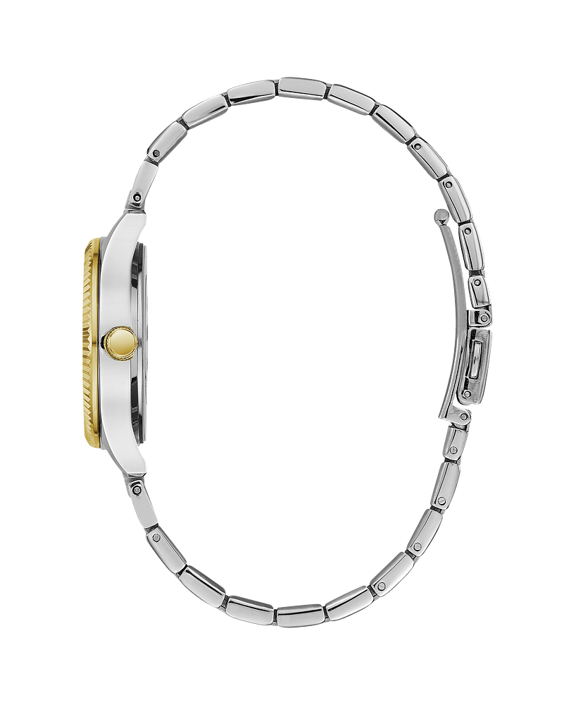 Caravelle by Bulova Three-Hand Gold Tone and Stainless Steel Ladies Watch with Silver-White Dial