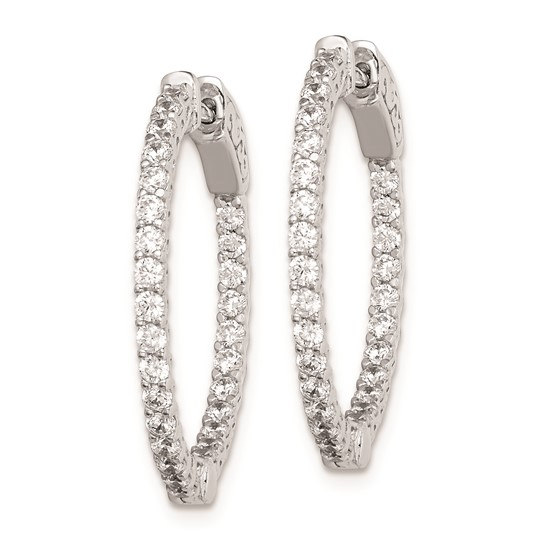 Sterling Shimmer Sterling Silver Rhodium-Plated CZ In and Out Round Hinged Hoop Earrings