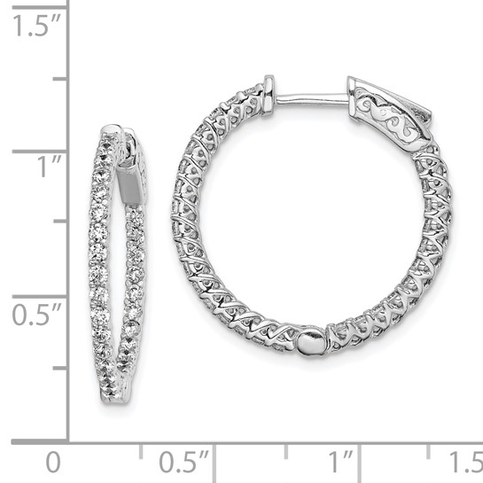 Sterling Shimmer Sterling Silver Rhodium-Plated CZ In and Out Round Hinged Hoop Earrings
