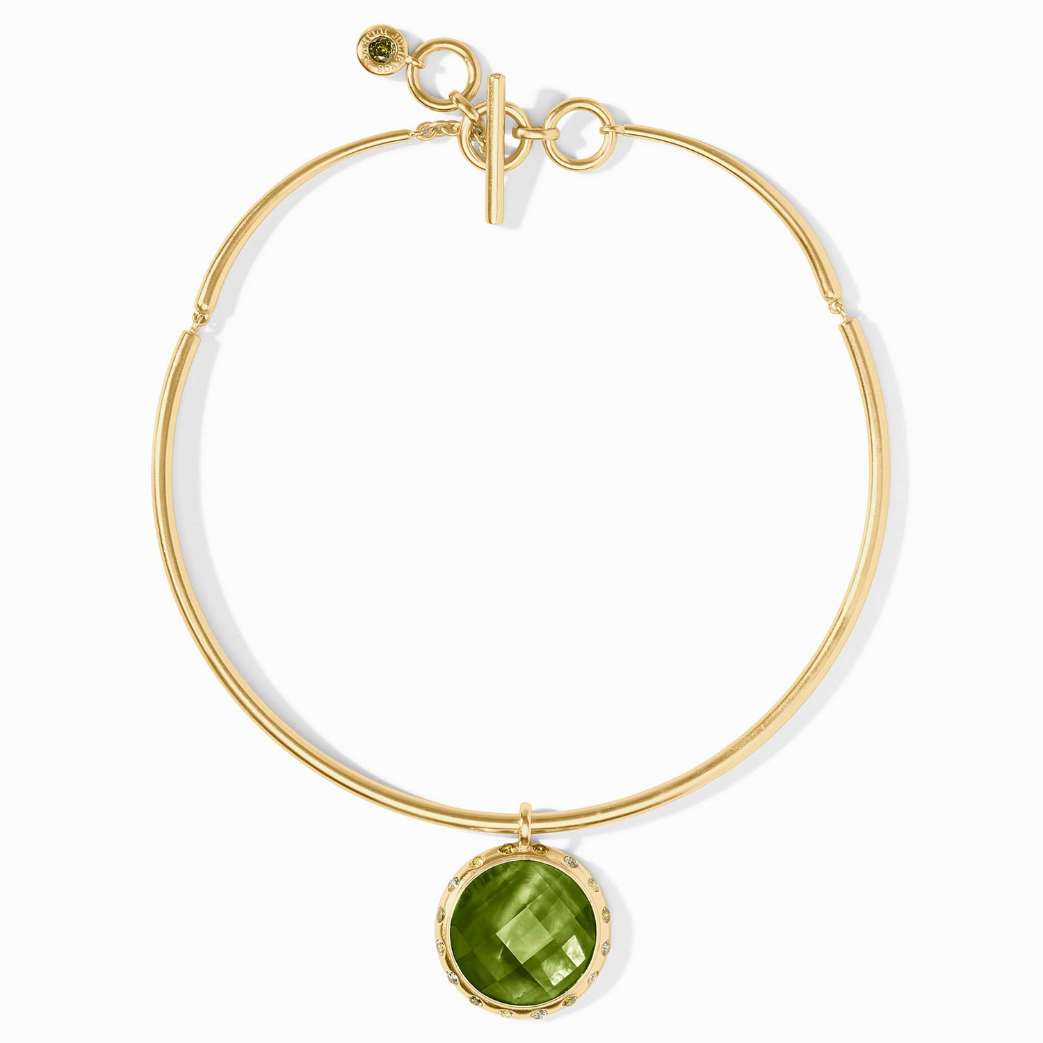 Rainbow Statement Necklace - Iridescent Palmetto Green with Shades of Jade halo