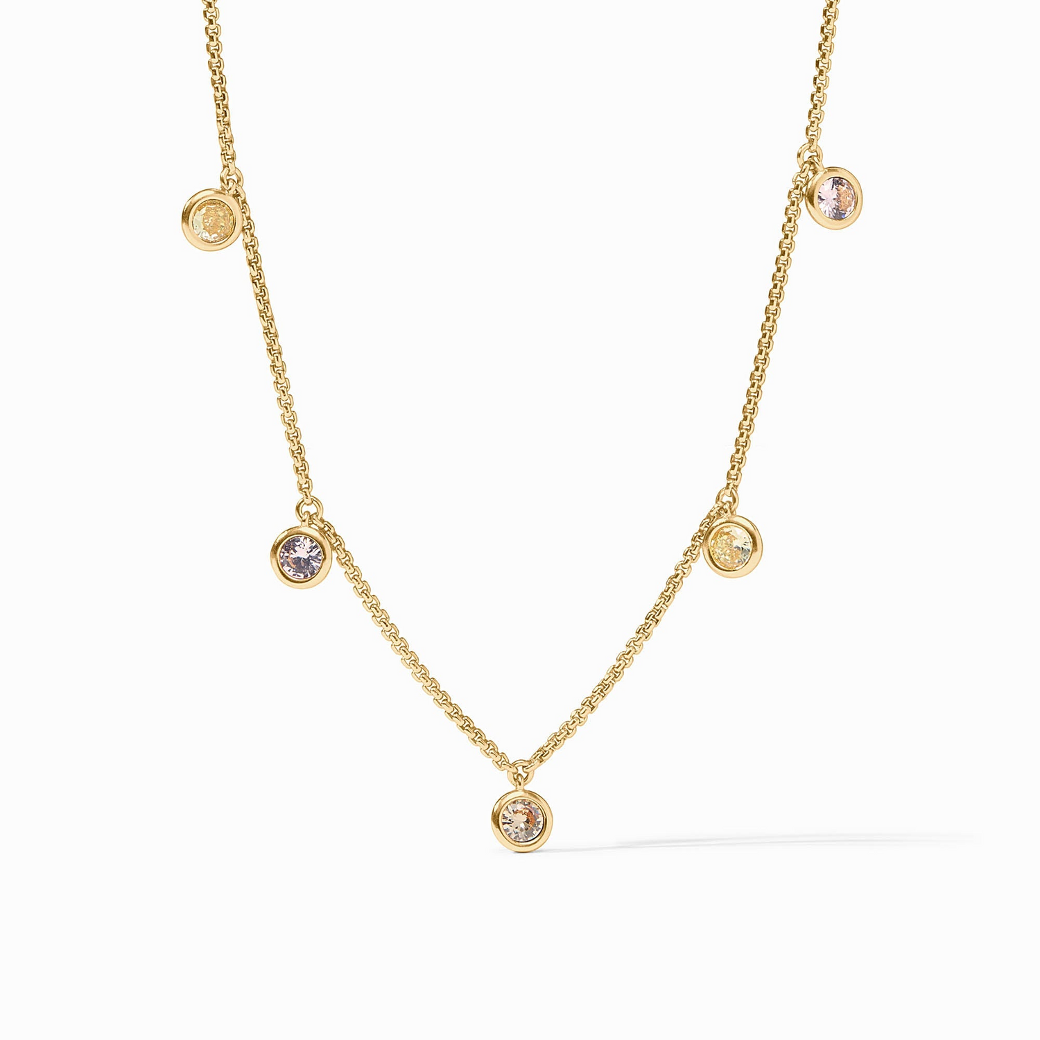 Rainbow Delicate Charm Necklace - Gold & Champagne Radiance