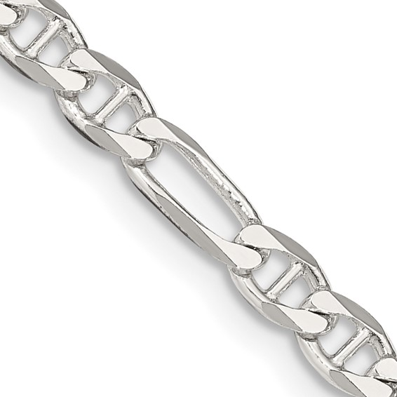 Sterling Silver 3.75mm 18" Figaro Anchor Chain