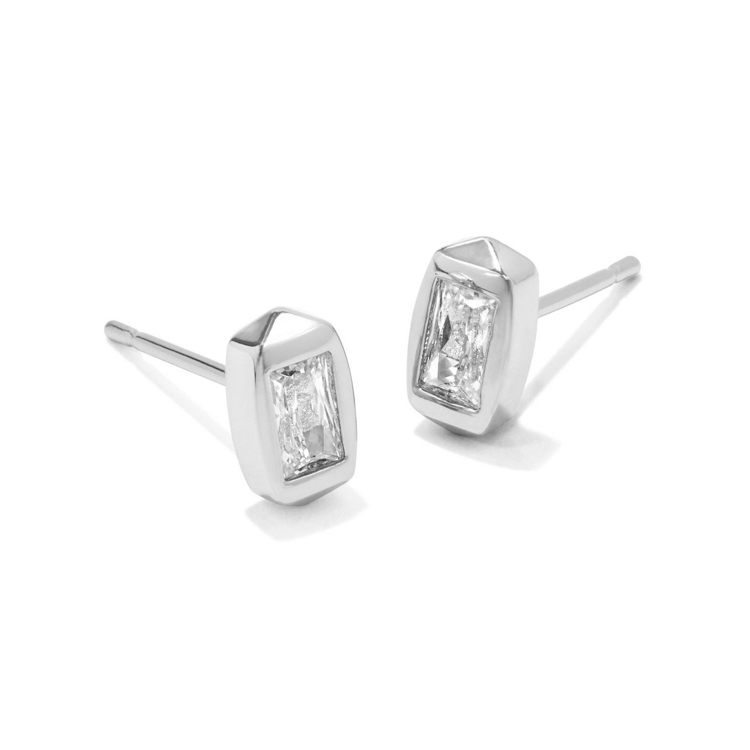 Fern Crystal Stud Earrings - White Crystal