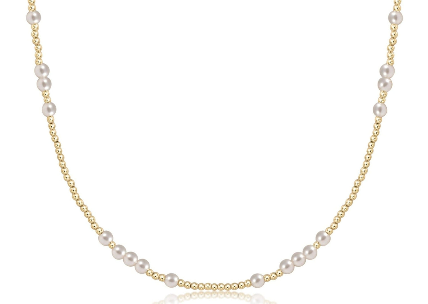 Classic 4mm Pearl and Gold Beaded 15" Choker