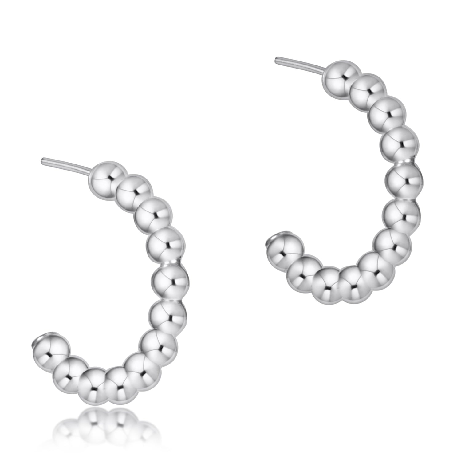 Beaded Classic 1" Post Hoop - 3mm Sterling
