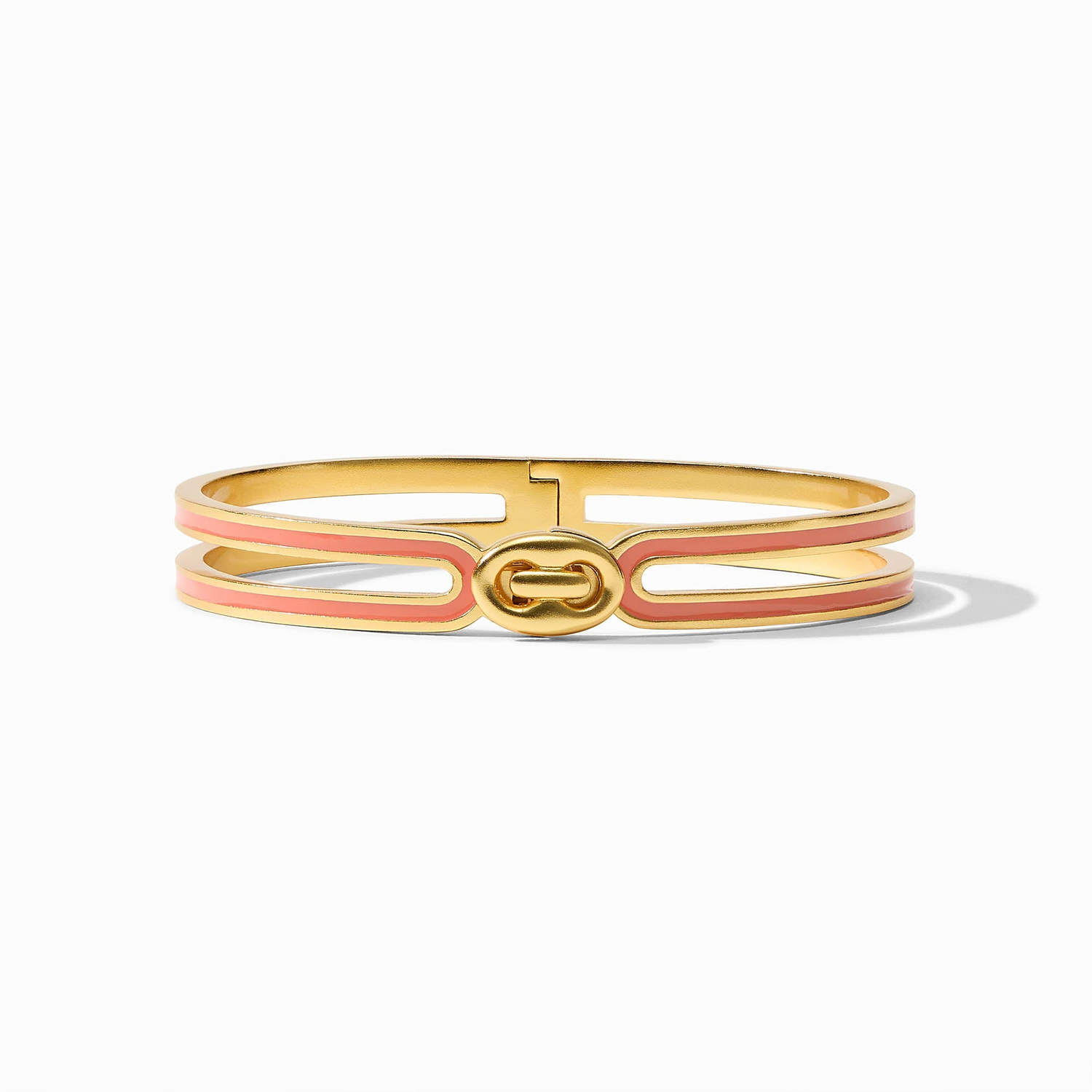 Laguna Enamel Hinge Bangle - Gold & Melon Enamel