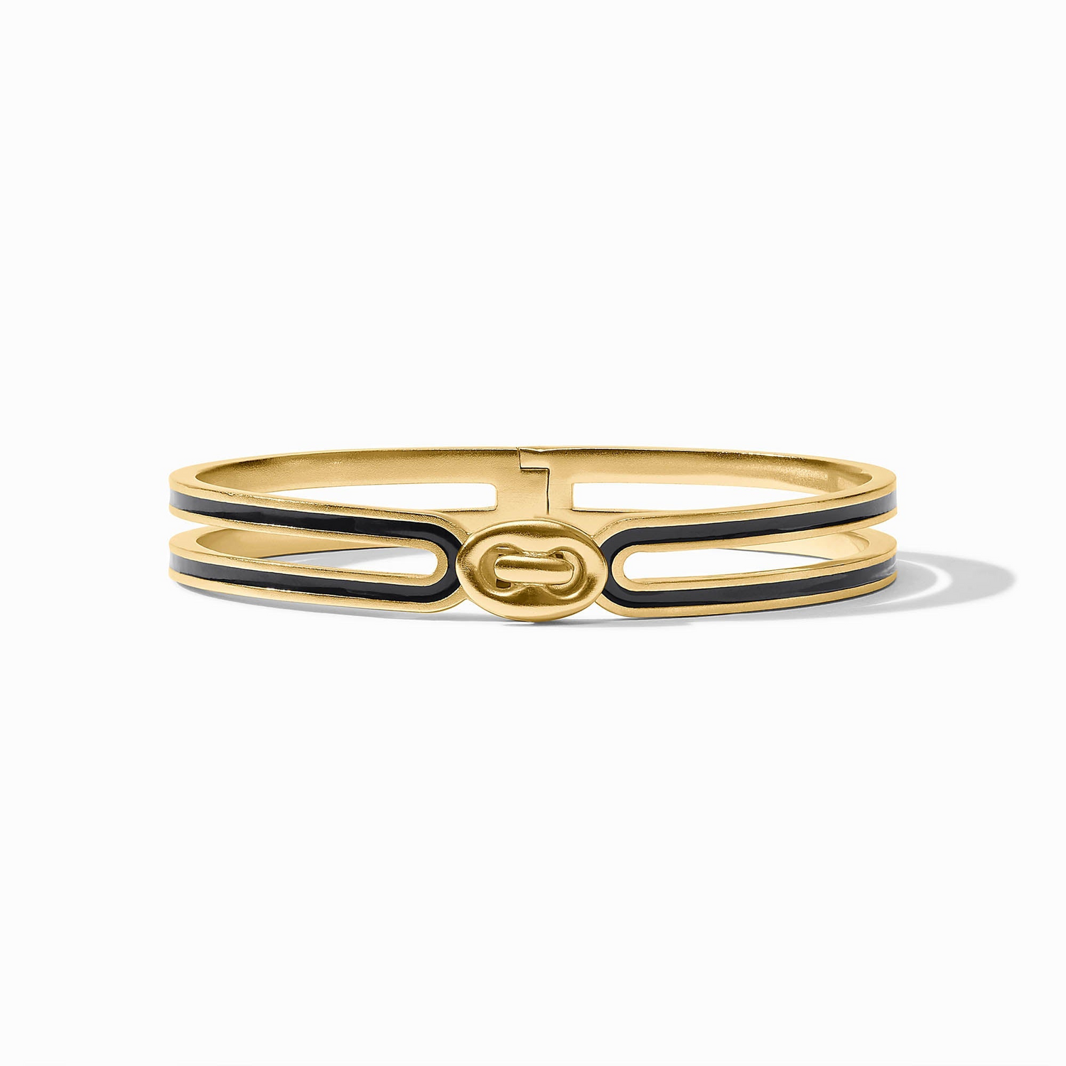 Laguna Enamel Hinge Bangle - Gold & Obsidian Black Enamel