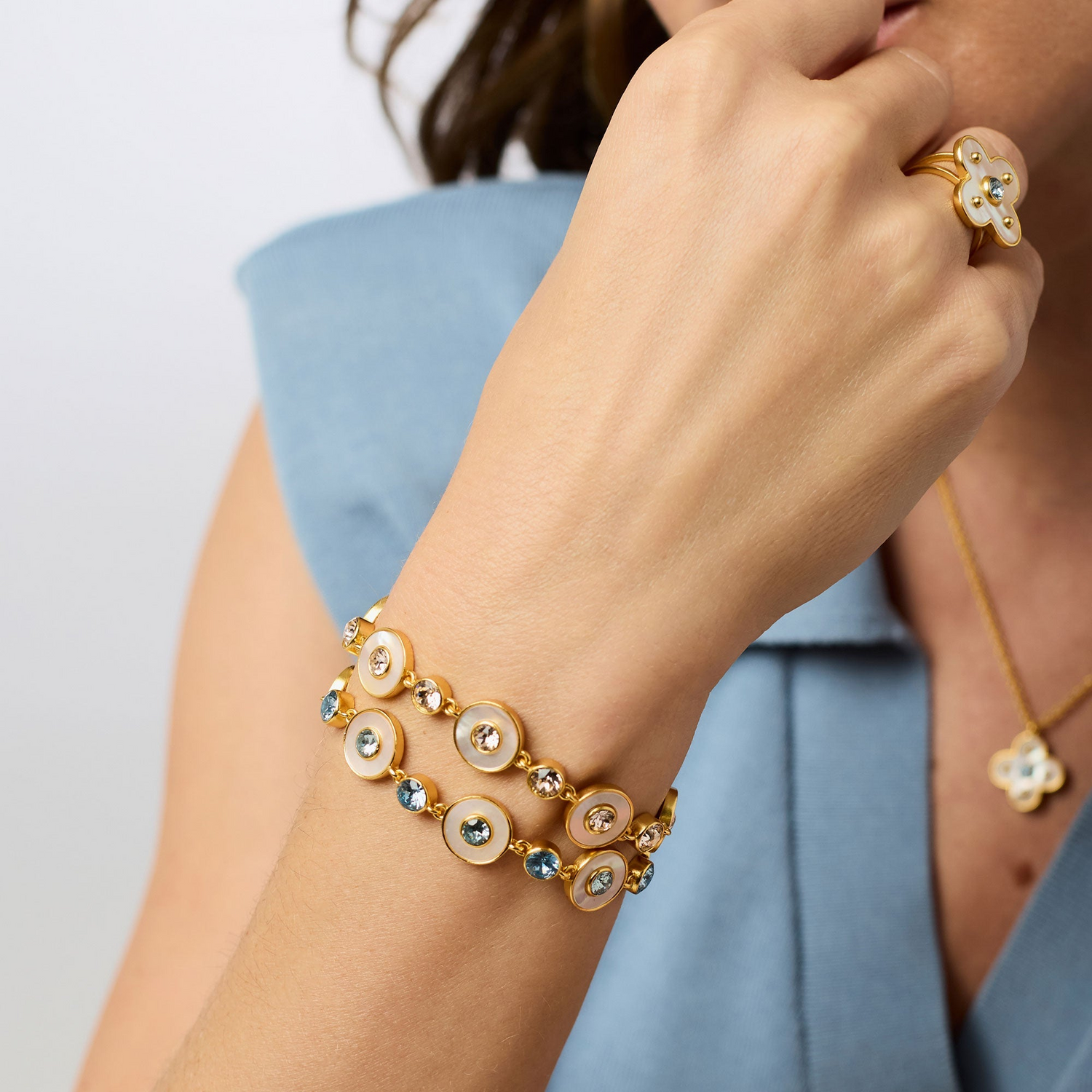 Colette Tennis Bracelet - Gold & Champagne