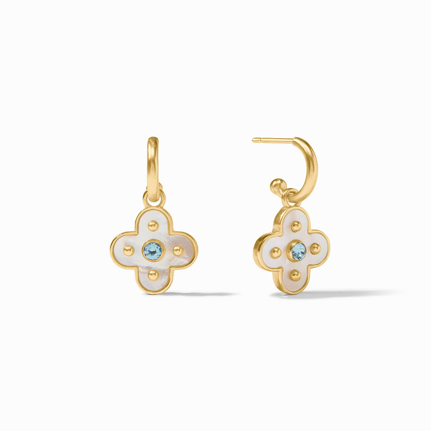Colette Hoop & Charm Earring - Gold & Chalcedony Blue