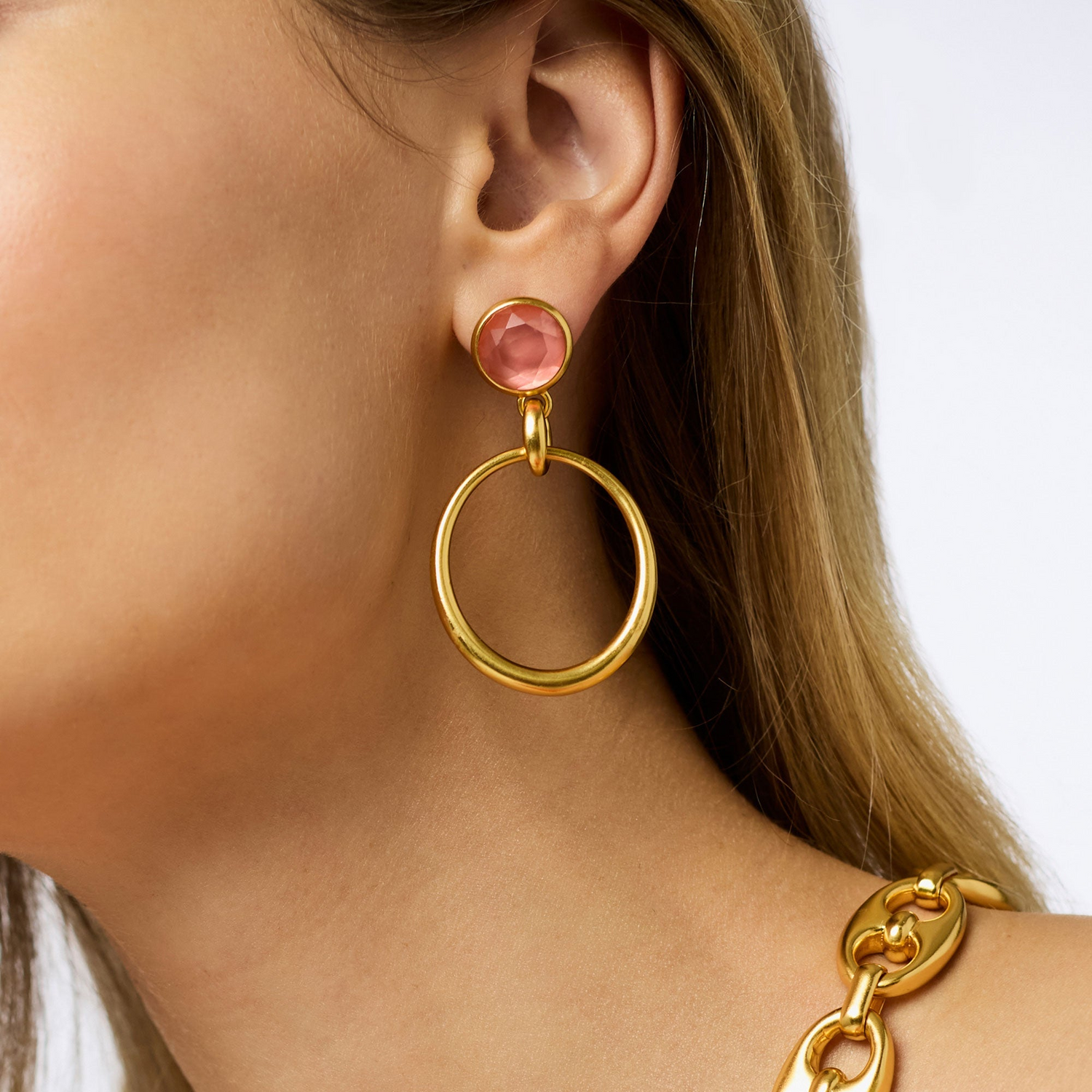 Laguna Statement Earring - Gold & Iridescent Melon