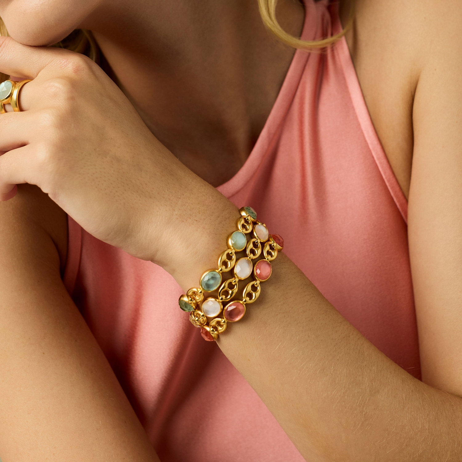 Laguna Stone Bracelet - Gold & Iridescent Melon
