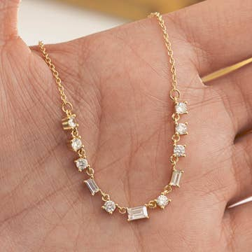 CZ Baguette Line Necklace