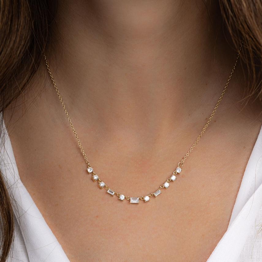 CZ Baguette Line Necklace