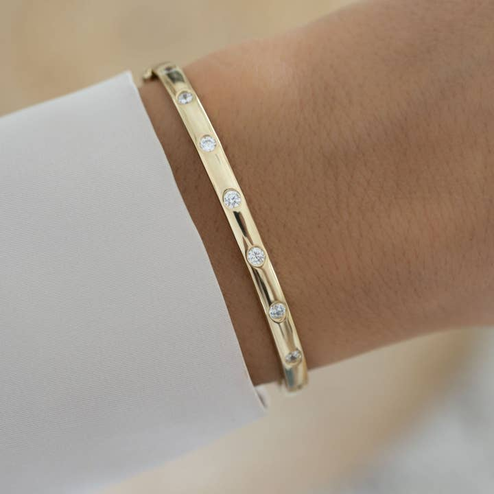 CZ Diamond Bezel-Set Bangle