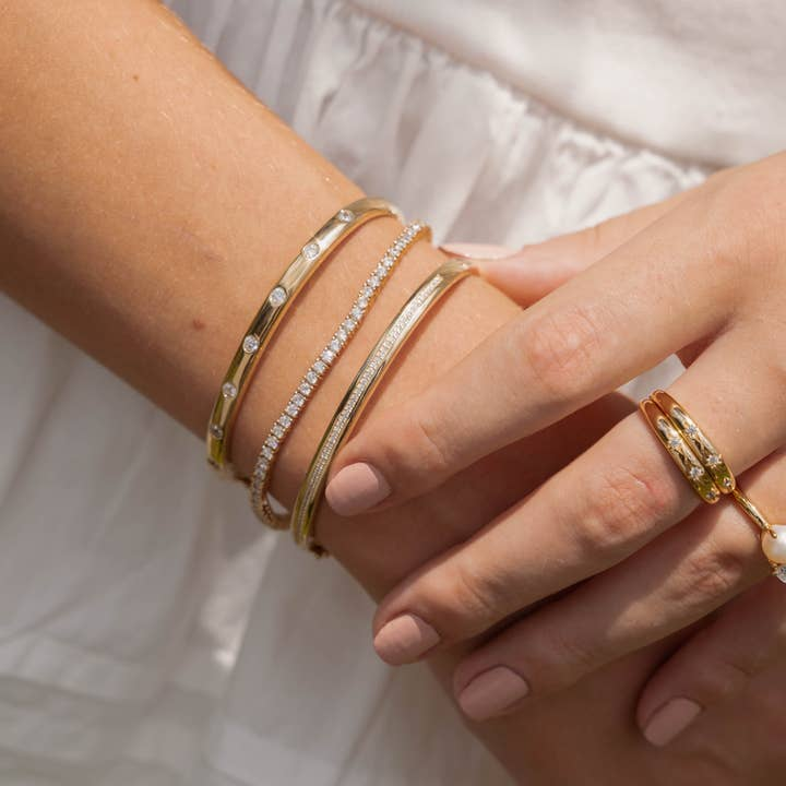 CZ Diamond Bezel-Set Bangle