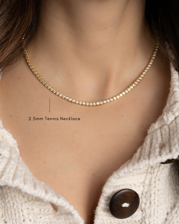 CZ Round Bezel Tennis 16" 2.5mm Necklace