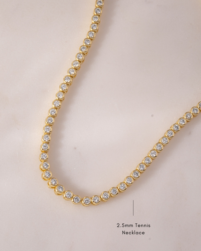 CZ Round Bezel Tennis 16" 2.5mm Necklace