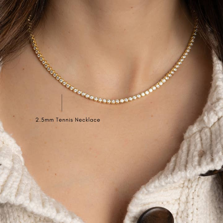 CZ Round Bezel Tennis 18" 2.5mm Necklace