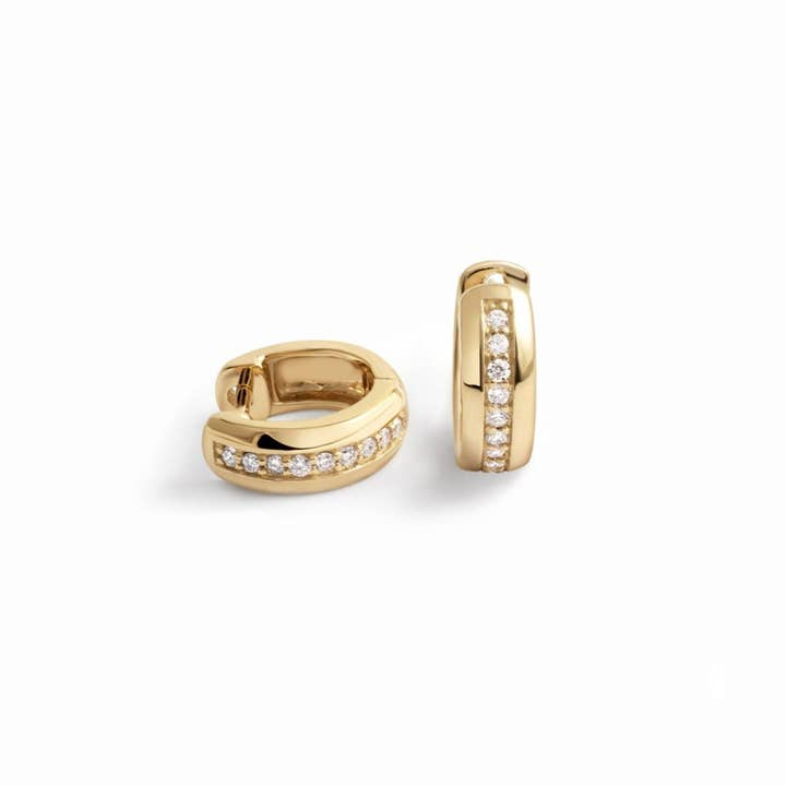 Stripe CZ Diamond Huggie Earrings