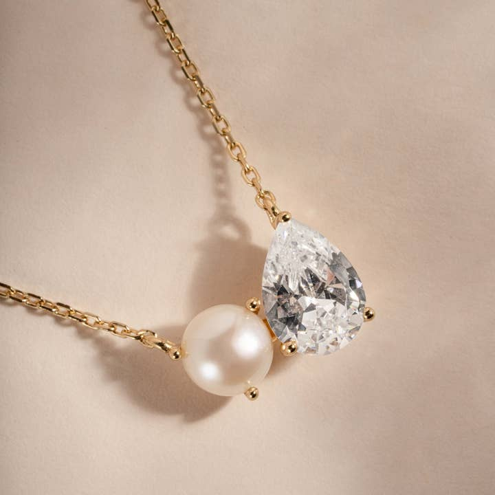 Toi Et Moi CZ and Pearl Necklace