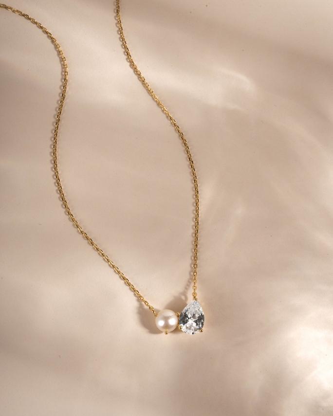 Toi Et Moi CZ and Pearl Necklace