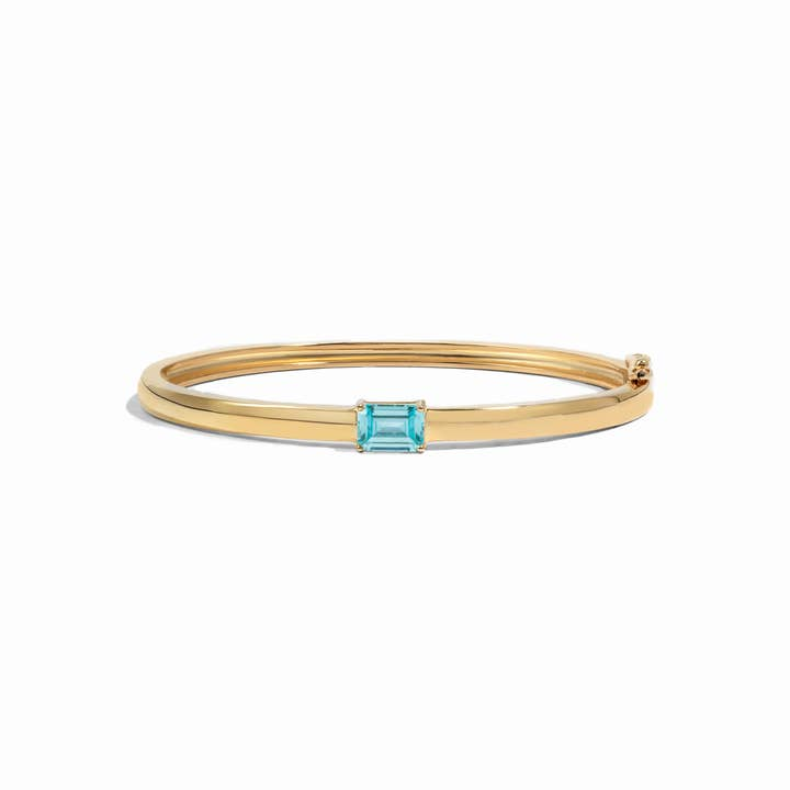 CZ Aquamarine Baguette Bangle