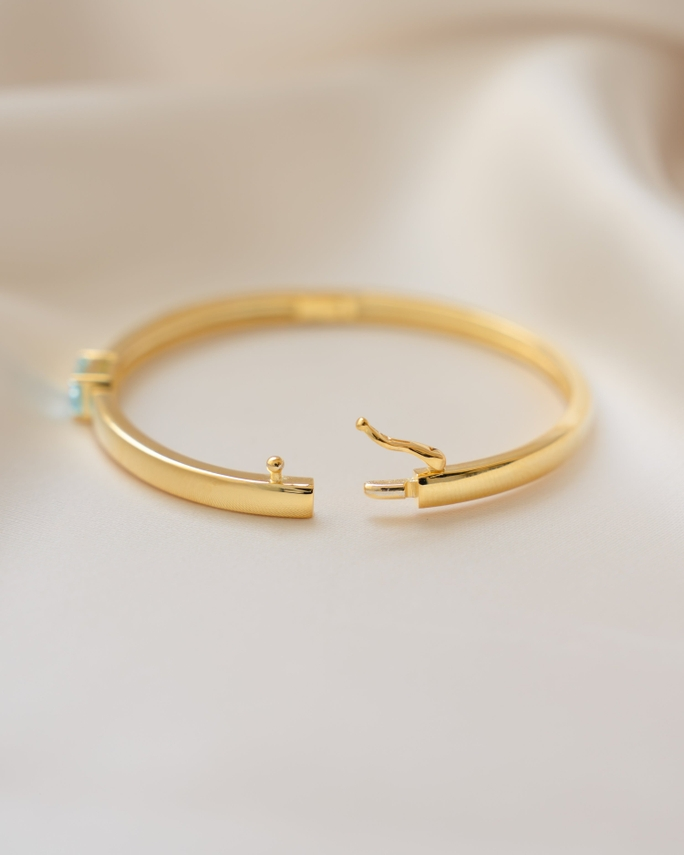 CZ Aquamarine Baguette Bangle