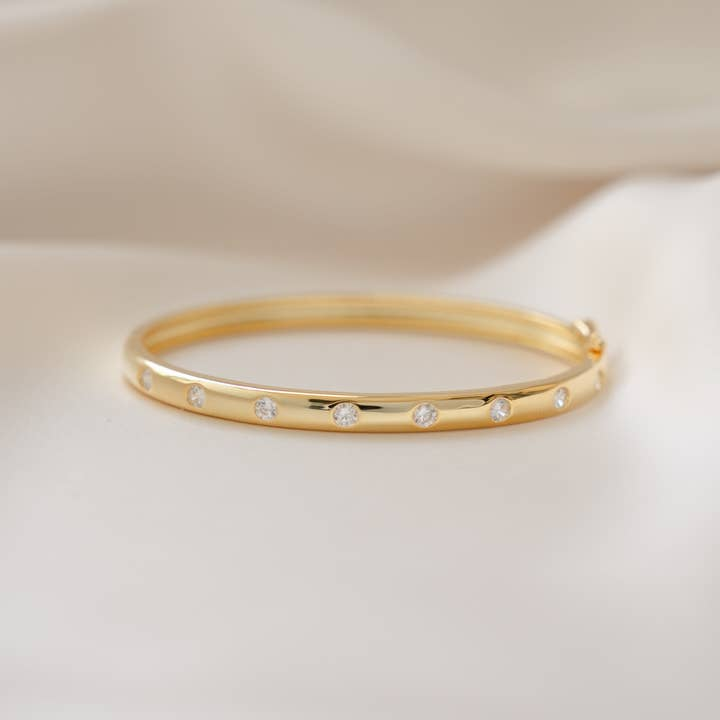 CZ Diamond Bezel-Set Bangle