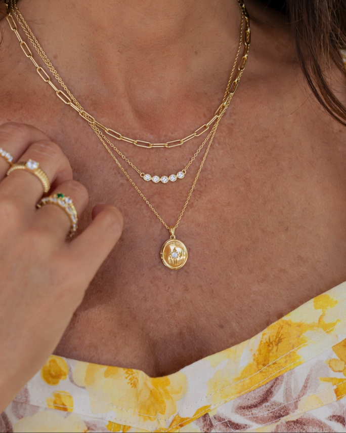 Five CZ Stone Bar Necklace