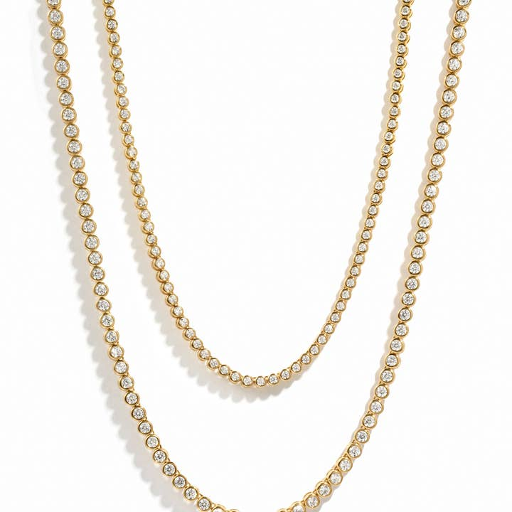 Round CZ Bezel Tennis 18" Necklace