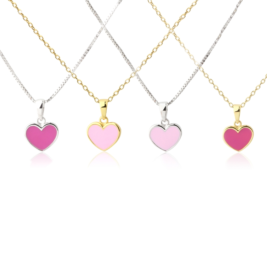 Gold Plated Light Pink Heart 14" Necklace