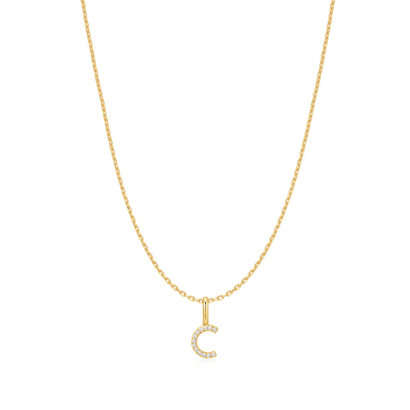 Starlit Drops Gold Letter "C" Initial Necklace