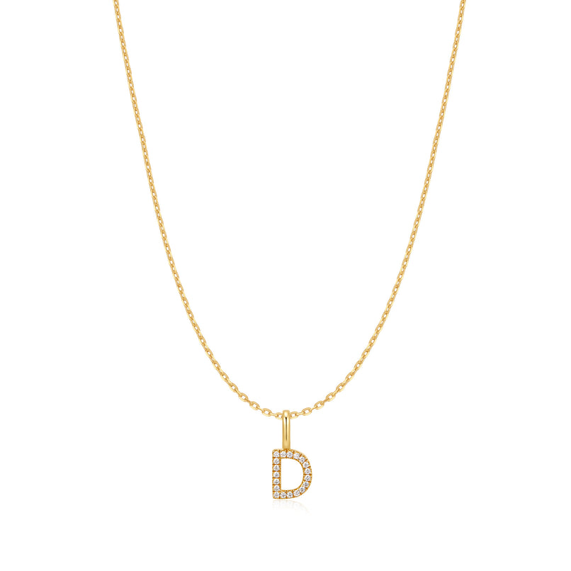 Starlit Drops Gold Letter "D" Initial Necklace