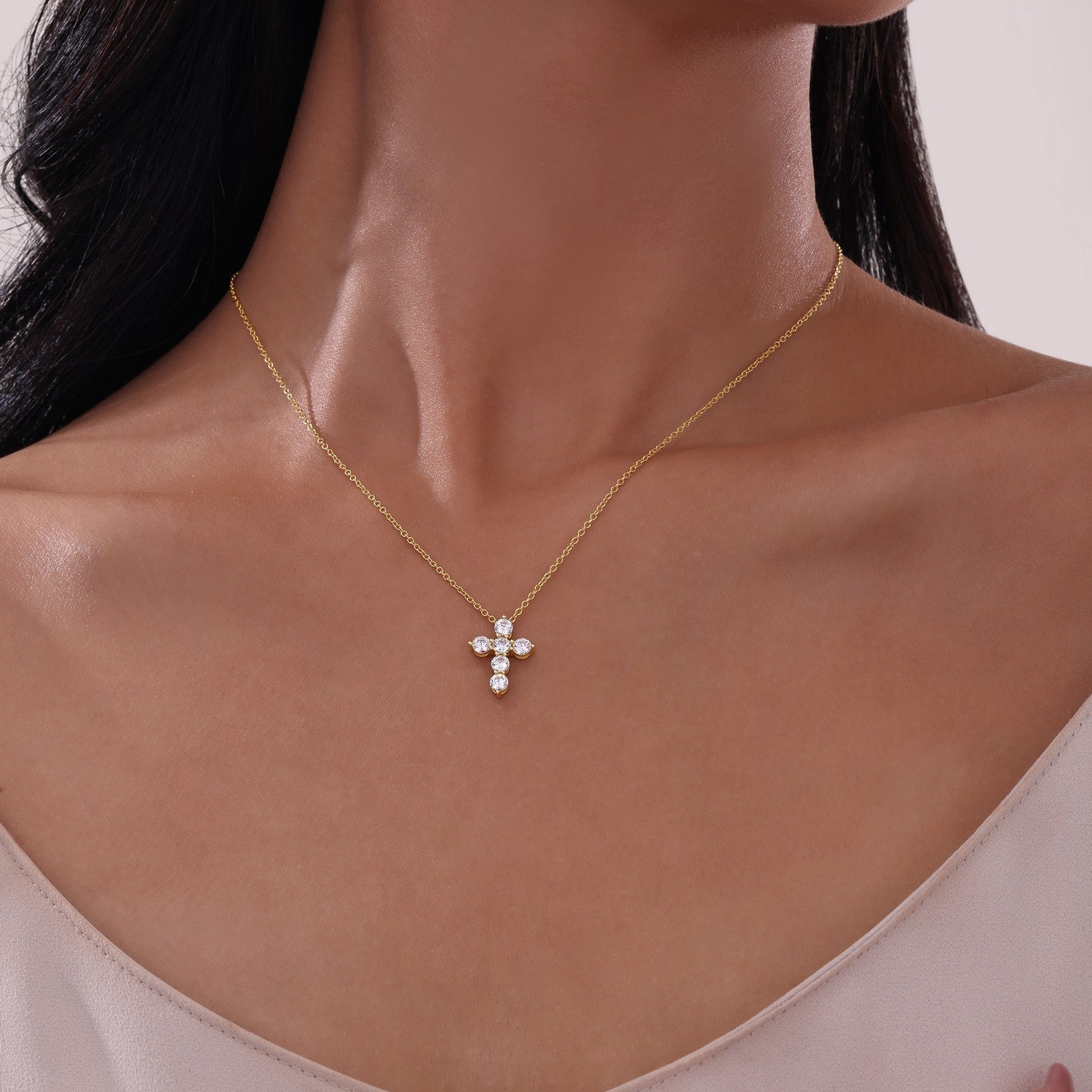 1.02 CTW Cross Pendant 20" Necklace