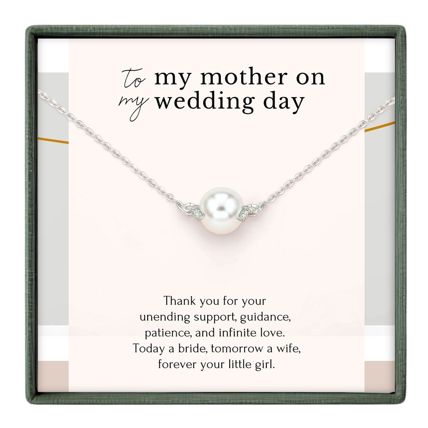 Gift For Mother of the Bride Wedding Day - Pearl and Sterling Silver Necklace
