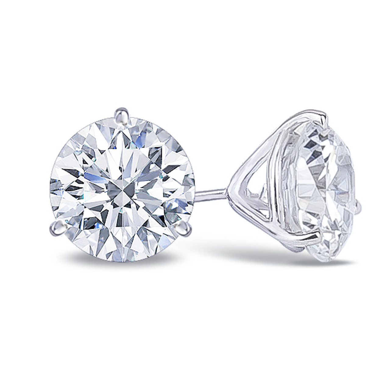 14K White Gold 3 Prong 2ctw Lab Grown Diamond Stud Earrings