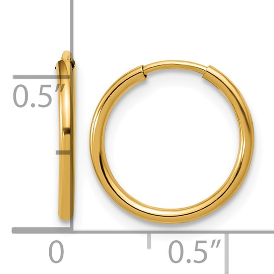 1/20 14K Gold Filled 1.25 x 14mm Endless Hoop Earrings
