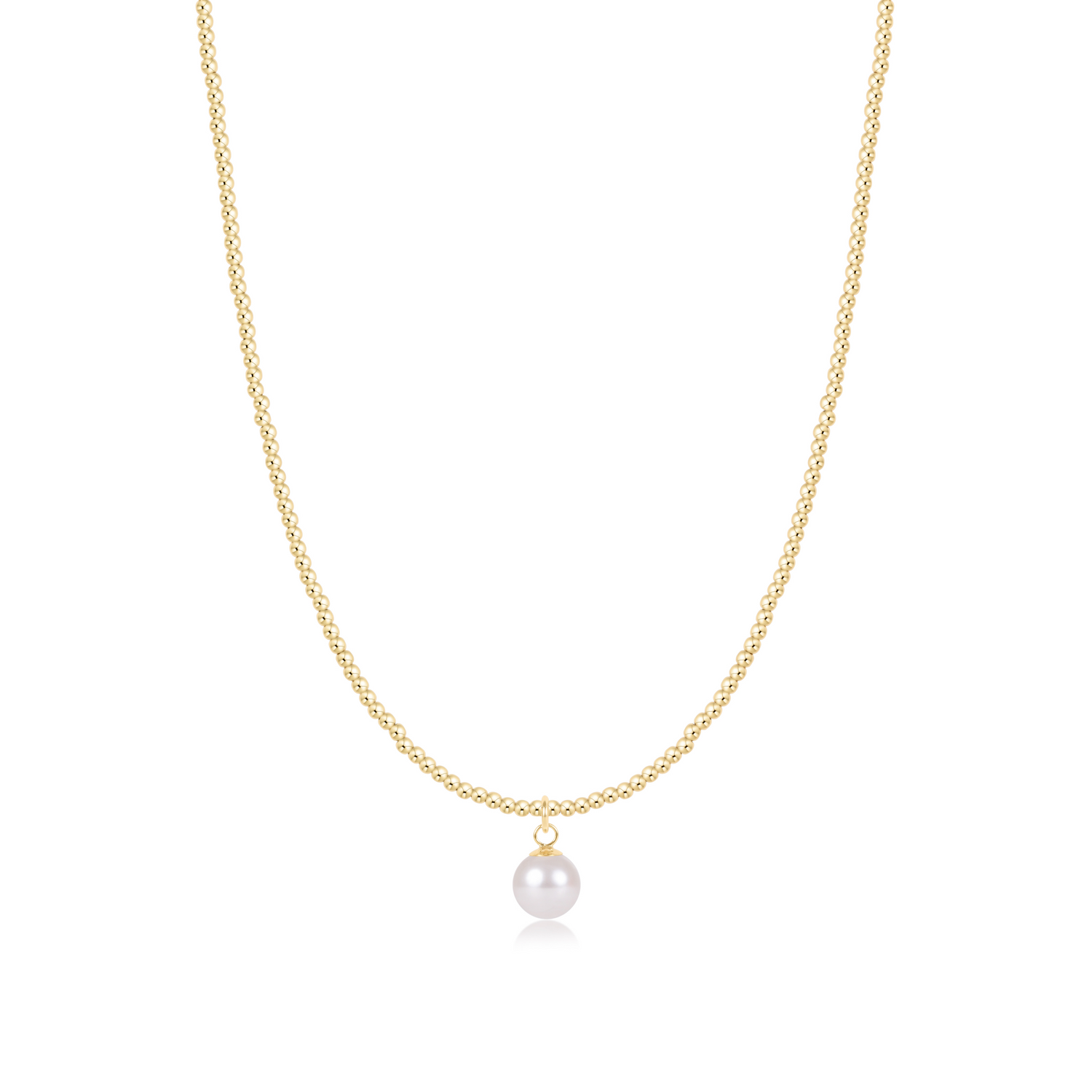 eNewton Designs 17" Choker Beaded - Classic Gold 2mm - Classic Pearl 8mm Charm