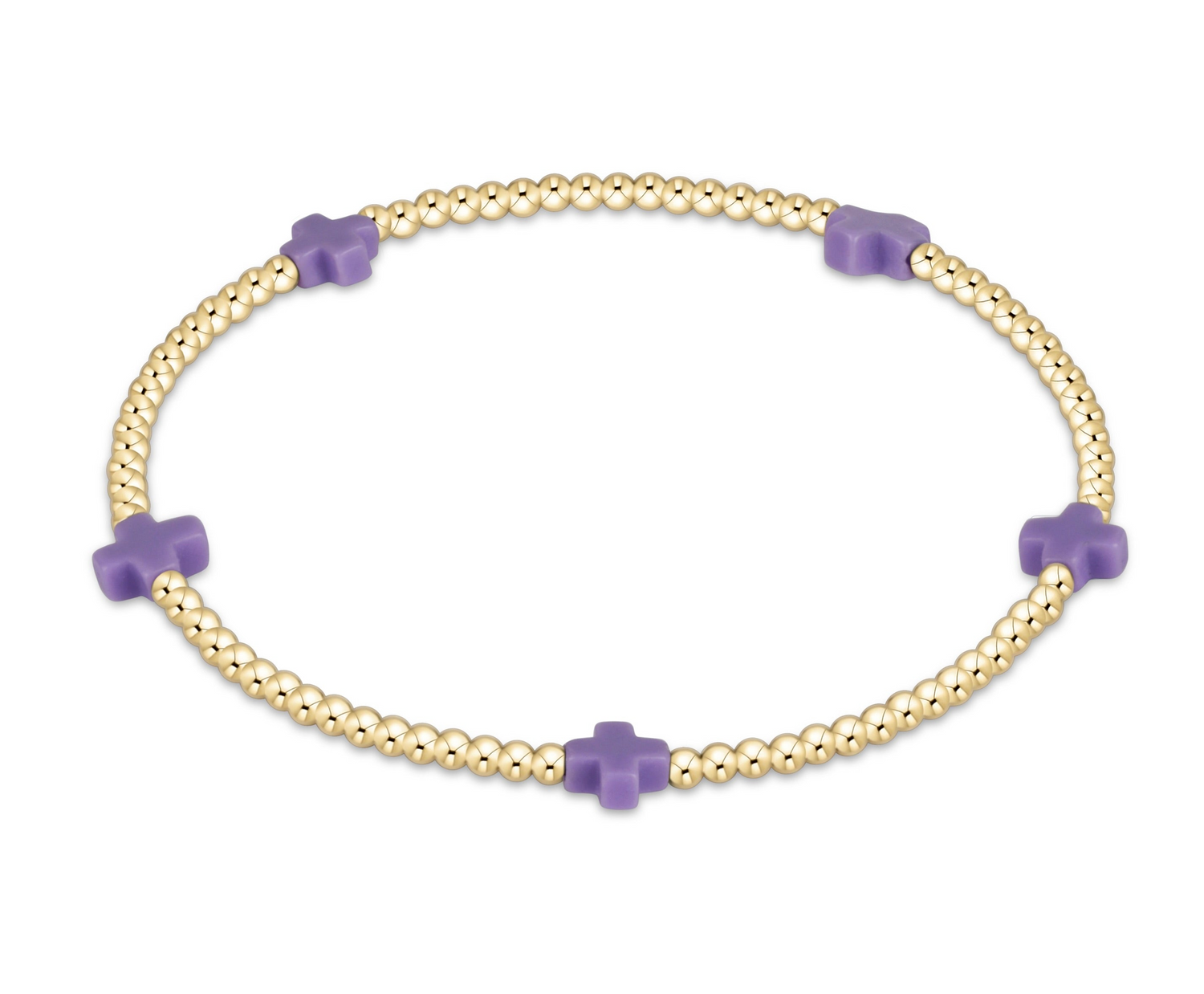 eNewton Designs egirl Signature Cross Small 2mm Gold Bracelet - Purple