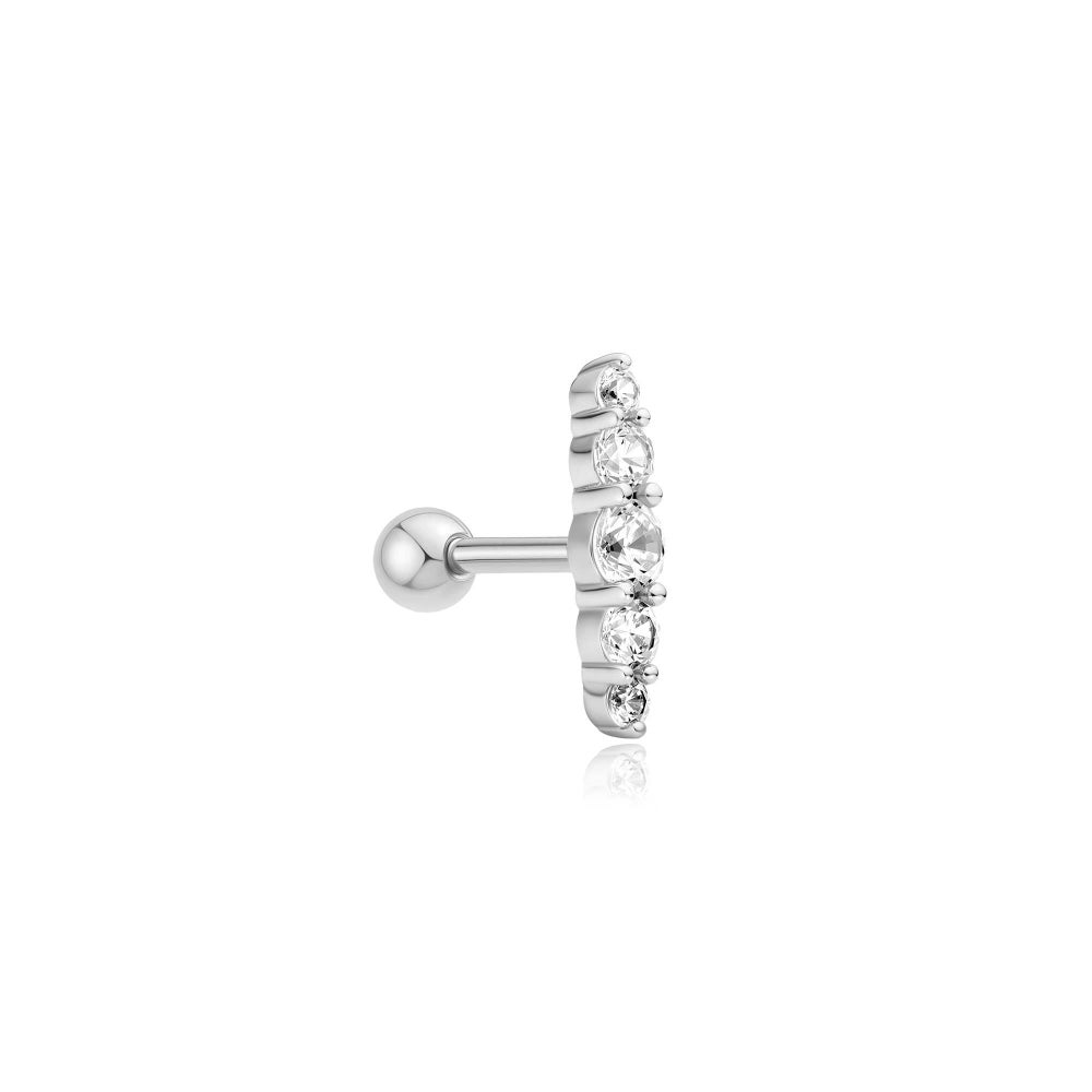 Ear Edit Silver Bar Barbell Single Earring