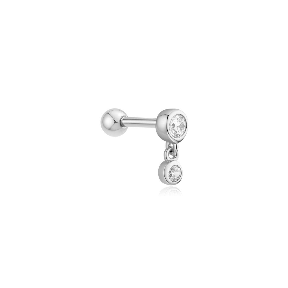 Ear Edit Silver Bezel Dangle Barbell Single Earring