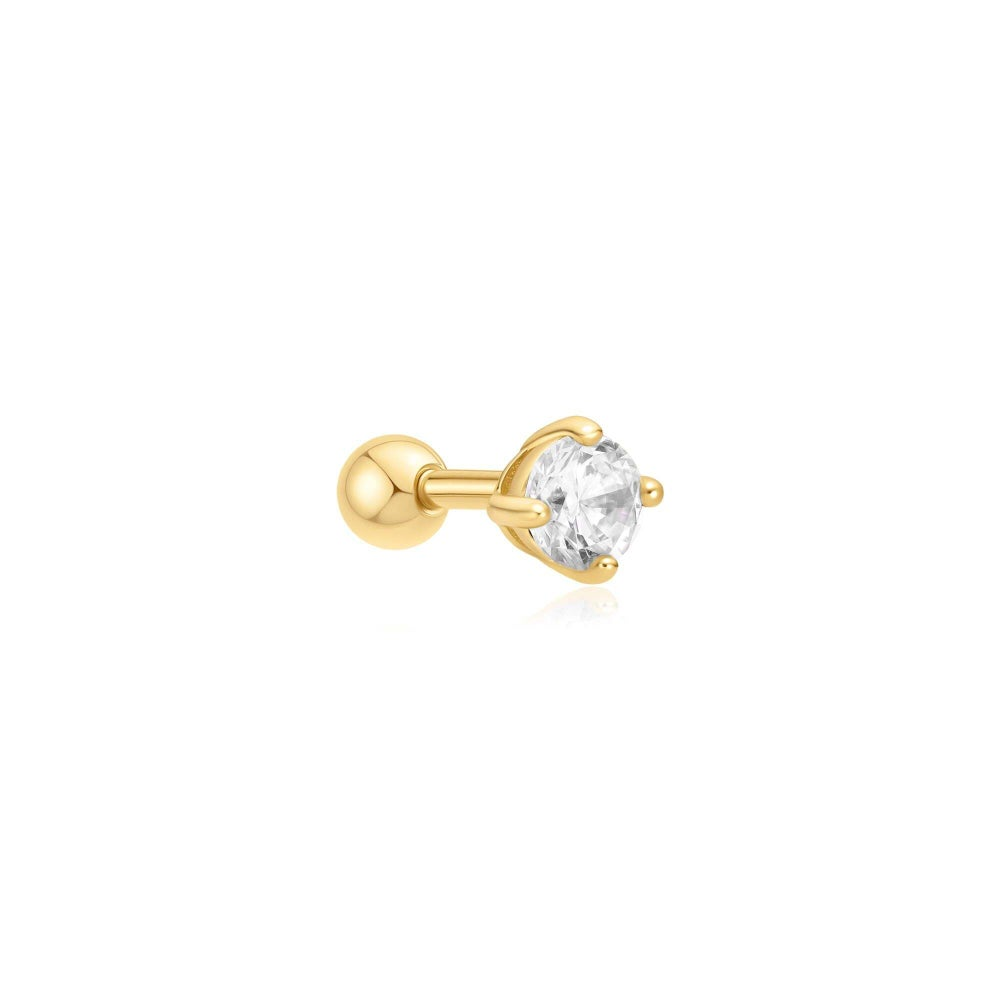 Ear Edit Gold Sparkle Round Barbell Single Earring